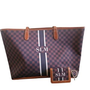 Barrington Gifts Monogrammed St. Anne Brown Checkered Tote